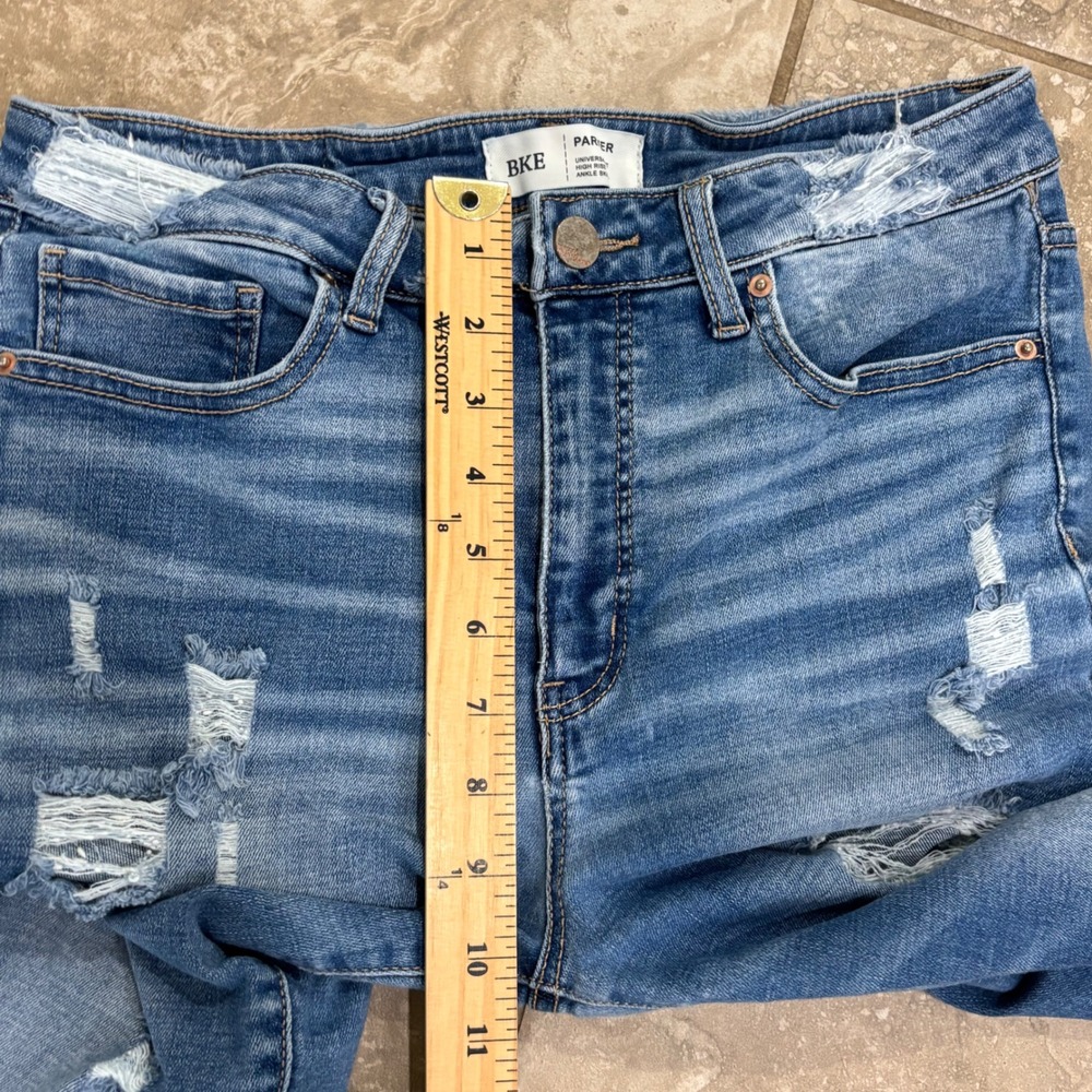 BKE Parker Womens High Rise Ankle Skinny Distressed Jeans Medium Wash Size 28 - Picture 11 of 15